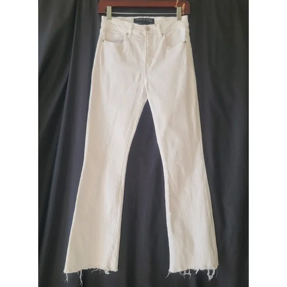 Veronica Beard Womens Washed White Carly Raw Hem Kick Flare Jeans 26